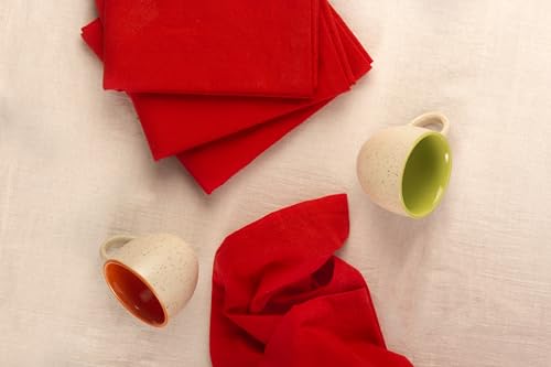 DG Collections 100% Cotton Flour Sack Towels – 12 Pack, 27x27 Inches, Red, Lint-Free, Pre-Washed, Hemmed Edges – Reusable Kitchen Towels for Cleaning, Embroidery, Printing & Crafts - Red - color: Red, size: Set of 12 (27x27 inches)