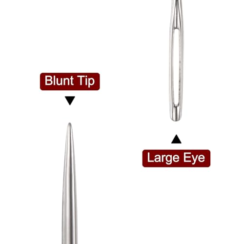 Generic 30Pcs Large Eye Needles 1.65" Stitching Needle Hand Sewing Embroidery Needle Stainless Steel for Leather Cross Stitch