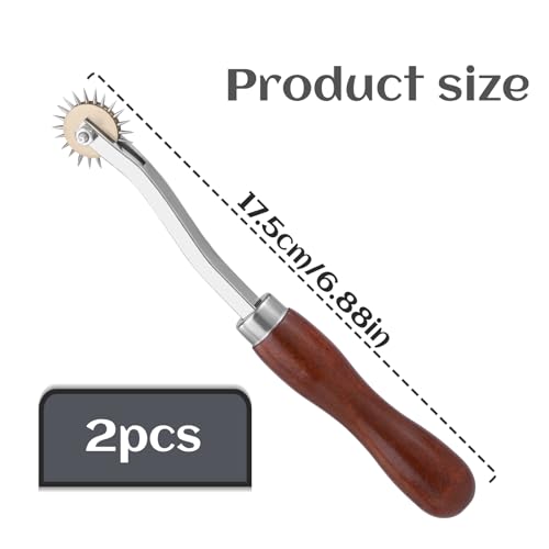 Luanrm Tracing Wheel Sewing Tool 2pcs 4mm Leather Needle Point 6.88in - color: Red-brown