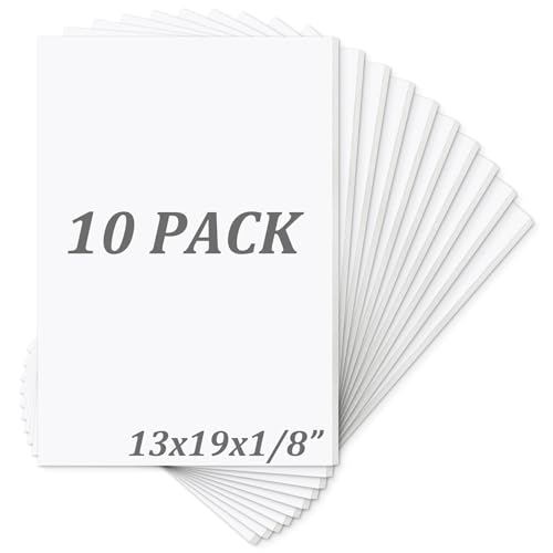 Mat Board Center Pack of 10 Acid-Free Foam Board White 13x19 in 1/8" Thick - color: White, size: 13x19