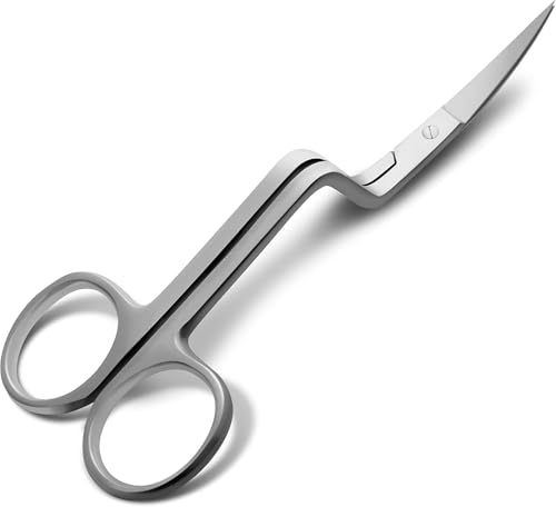 Bent Handle Embroidery Scissors – 6 Inch Double Curved Premium Stainless Steel Scissor with Curved Blades – Suitable for Machine Embroidery, Fabric Stitches, and Crafting