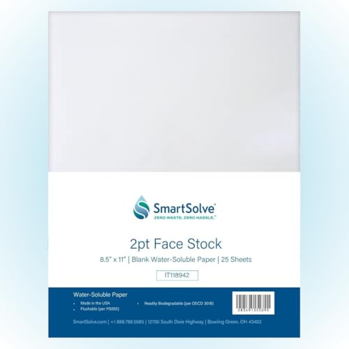 2 pt. Water-Soluble Bio-Based Paper | Dissolves Quickly in Water | Biodegradable | Eco-Friendly | Tracing, Sewing Patterns, Crafts | Letter Size 8.5” x 11” | Pack of 25 White Sheets - style: Pack of 25