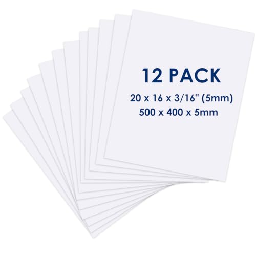 Foam Board 16 x 20 x 3/16"(5mm), Foam Core Board Sheets, White Poster Board - size: 16x20 in 12 Pack