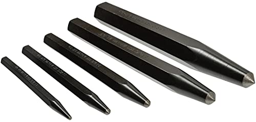 Mayhew Tools 62214 Center Punch, 5-Piece Set, Black Oxide Finish - size: 5-Piece Set