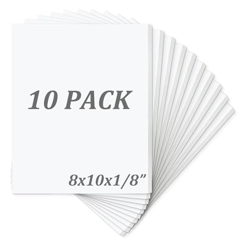 Mat Board Center Pack of 10 Acid-Free Foam Boards White 8x10inch 1/8" Thick - color: White, size: 8x10
