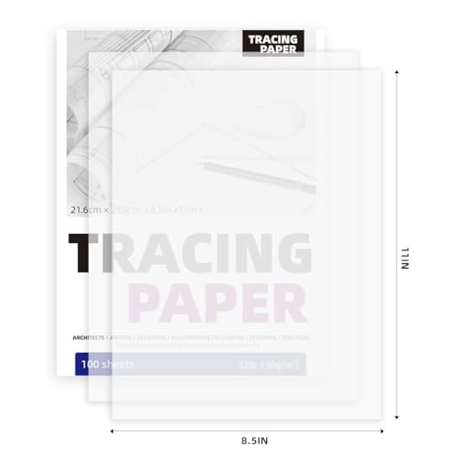 SEMLEART Tracing Paper for Drawing | 2pack 8.5×11in, 50gms，Qty: 200 Sheets - size: 8.5×11in-2