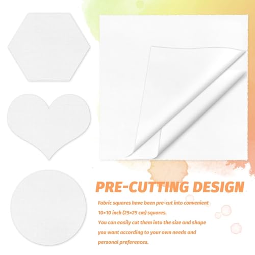 VOKOY 50 PCS 10 x 10 Inch White Cotton Fabric Squares