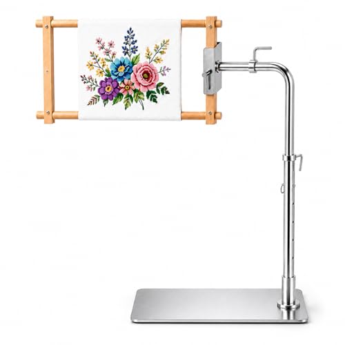 Embroidery Workstand, Adjustable Cross Stitch Floor Stand with Side Clamp