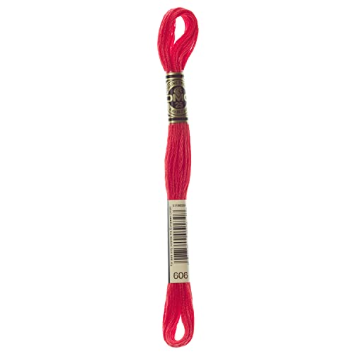 DMC 6-Strand Embroidery Cotton Floss, Bright Orange Red - style: #606 Orange