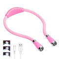 LED Neck Book Light, USB-C Rechargeable, Hands Free, 4 Super Bright LED Bulbs, 3 Adjustable Brightness, Best for Reading in Bed, Knitting, Walking, Jogging, Mending in Night (Pink) - color: Pink