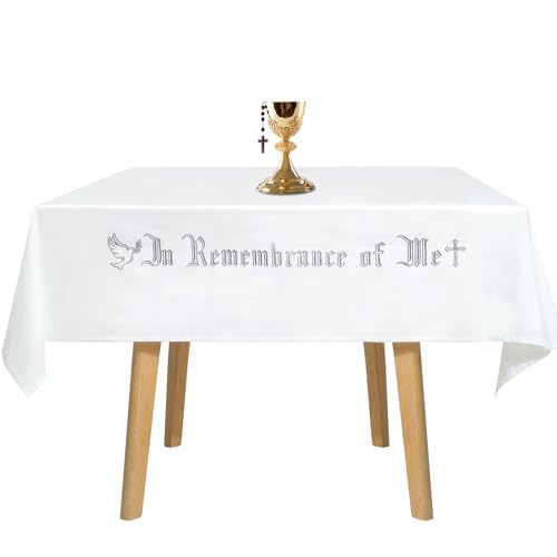 VitalCozy in Remembrance of Me Communion Cloth Church, Silver Embroidery - color: Silver Embroidery