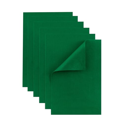 HaoFeiJH Green Felt Fabric Sheets - 6PCS Felt Squares - 8x12 1 Colors Soft Felt Squares, 1.5mm for Sewing, Patchwork, Decoration, Embroidering, Book, DIY Craft - color: 0-green
