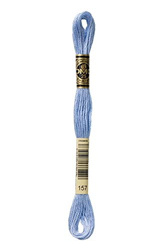 DMC 117-157 Mouline Stranded Cotton Six Strand Embroidery Floss Thread, Light Cornflower Blue, 8.7-Yard