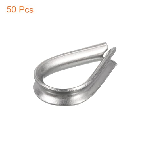 uxcell 50Pcs M1.5 Stainless Steel Thimble for 1/16" Dia Wire Rope, Wire Rope Cable Thimbles Rigging for Marine, Sunshade Sail, Fence - size: M1.5