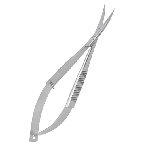 Micro Scissor 4.5 Curved Precision Stainless Steel Eyebrow Scissors, Facial Hair, Brow Beauty Squeeze Scissors, Grooming for Men & Women Small Sharp Trimming Beard, & Embroidery Scissors
