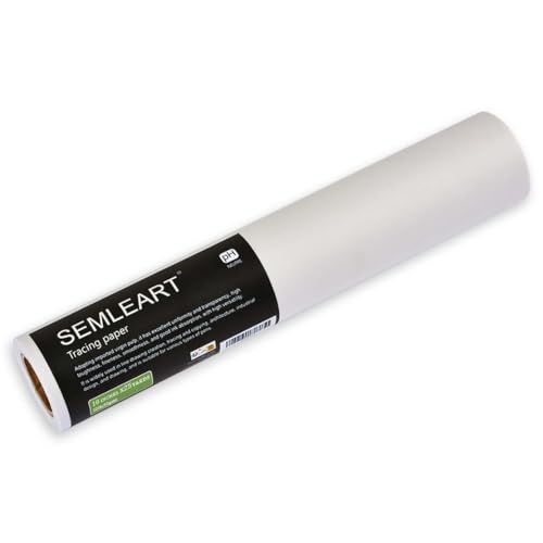 SEMLEART Trace Paper roll 10inchs x 25 Yard,32lb/50gsm,Translucent White tracing Paper for Drawing, Sketching，Sewing Pattern Gift Wrapping,Dressmaking - Sketch & Drafting Paper roll - size: 10in×25yd