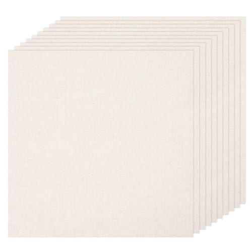 10 PCS Beige Linen Needlework Embroidery Fabric Cloth (13.8 × 13.8 Inch) - size: 13.8 × 13.8 Inch