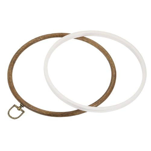 MECCANIXITY Embroidery Hoop Frame 10 Inch Round Imitated Wood Circle Cross-Stitch Ring for Art Craft Sewing Ornament, Pack of 2 - size: 10"