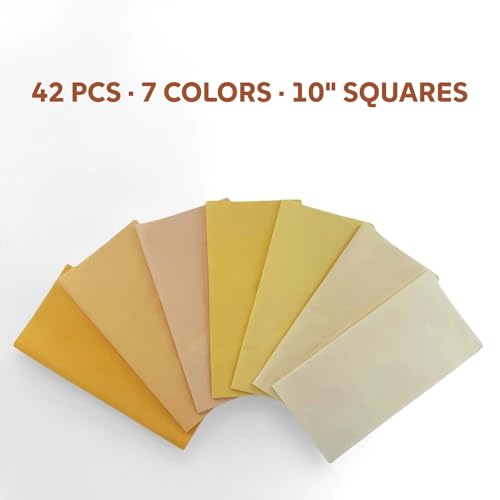 Cream Beige Solid Cotton Quilting Fabric Layer Cake 10" Precut Quilt Squares, 42 PCS 7 Shades (6 Each), Neutral Tone Medium Weight Fabric for Quilting Sewing - color: Iceam, size: 10 inch x 10 inch