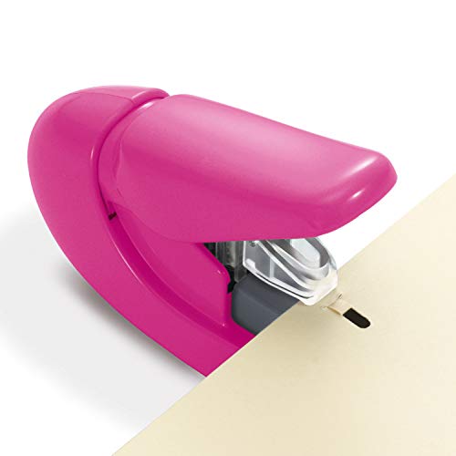Plus Paper Clinch Compact Staple-Free Stapler, Heavy Duty, Pink - color: Pink