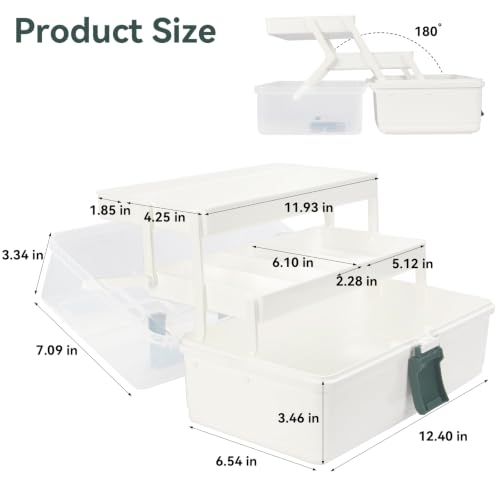 WEWLINE 13-Inch Art Box Organizer 3-Layer Craft Storage Organizer Sewing Kit Box with Handle Art Bin for Home,School,Office,Travel - color: WHITE