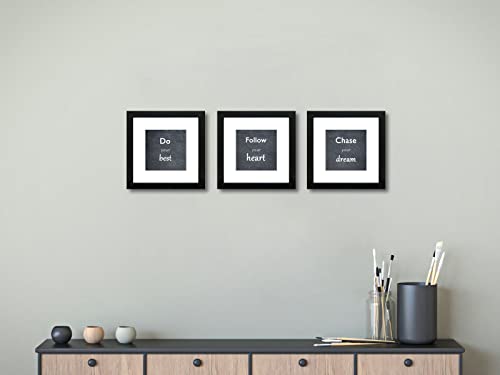 8x8 Picture Frame Set of 3 with Real Glass for Pictures 5x5 with Mat or 8x8 Without Mat, Wall Gallery or Tabletop display Photo Frames in Black - color: Black, size: 8x8(set of 3)