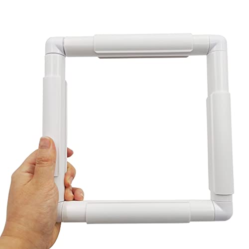 8 X 8" White Plastic Cross Stitch Frame Square Embroidery Hoop DIY Sewing Tools Sewing Hoop Handhold Craft Clip Embroidery Snap Frame Hoop for Cross Stitching Quilting - size: 8 X 8"