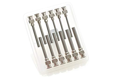 12 Pack 8g 10g 12g 14g 1 Inch Stainless Steel Blunt Tip Dispensing Needle Assortment, Luer Lock | Dispense Oil, Juice, Ink, Glue, Distillate, Sand, Vegetable Glycerin, Refill Empty Pen