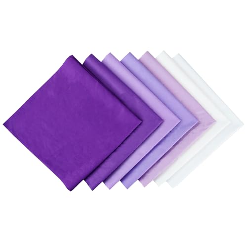 7PCS Solid Color Cotton Fabric Squares 20" x 20" Fat Quarter Fabric Bundles Craft Fabric for Patchwork Sewing Quilting Crafting DIY (Purple) - color: Purple