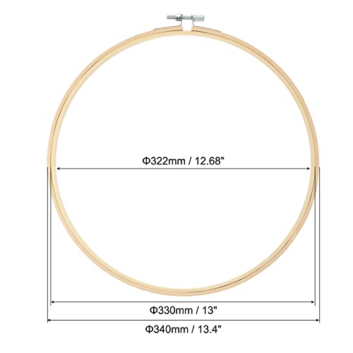MECCANIXITY Embroidery Hoop 13 Inch Round Bamboo Circle Cross-Stitch Ring for Art Craft Sewing Ornament - size: 13"