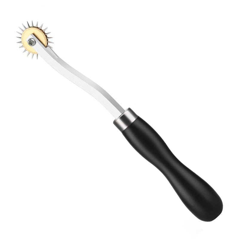 Driak 4MM Professional Tracing Wheel for Sewing, Stainless Steel Pounce Wheel with Ergonomic Wooden Handle, Needle Point Tracking Tool for Pattern Paper, Leather, and Cloth Crafts