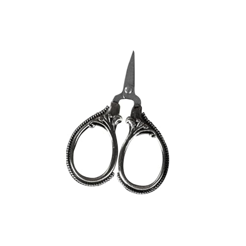 6cm Mini Retro Pocket Scissors Antique Thread Cutter Vintage Embroidery Cross Stitch Sewing Stainless Steel Scissors (Brown) - color: Brown