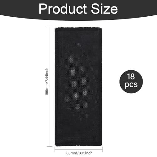 GLOBLELAND 18Pcs 14 Count Rectangle Black Blank Cross Stitch Bookmark 7.44x3.15inch Cotton Aida Cloth Bookmarks for DIY Cross Stitch Making