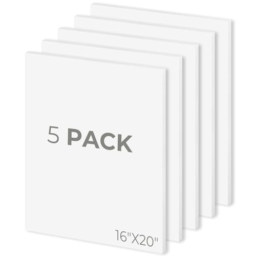 Mat Board Center 16x20 White Foam Boards Pack of 5, 1/8" Thick - size: 16x20