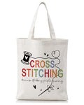 Cute Goose Crochet Canvas Tote Bag for Women - color: Cross Stitch