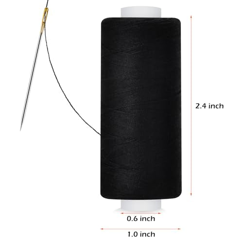 6 Pcs Sewing Thread Kit, 400 Yards Each Spool 402 Polyester Thread with Sewing Needle & Threader, Sewing Threads for Sewing Machine, Hand Stitching, Embroidery - color: 3black+3white
