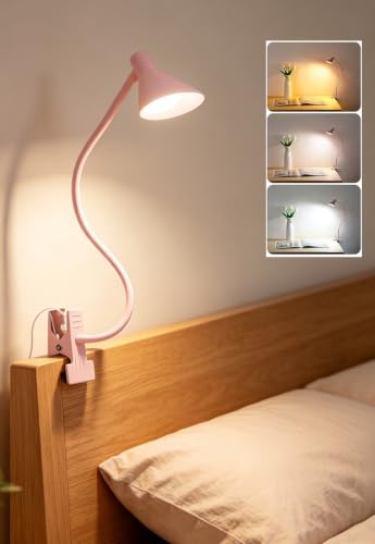 Clip on Light, Eye Care Reading Lights for Books in Bed Clip on Lamp Pink - color: Pink