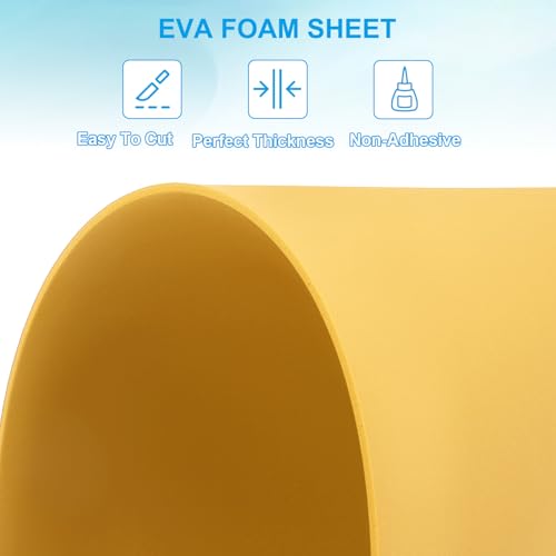 PATIKIL EVA Foam Sheet 10Pcs 12x8 Inch 2mm Thick Golden Yellow - color: Golden Yellow
