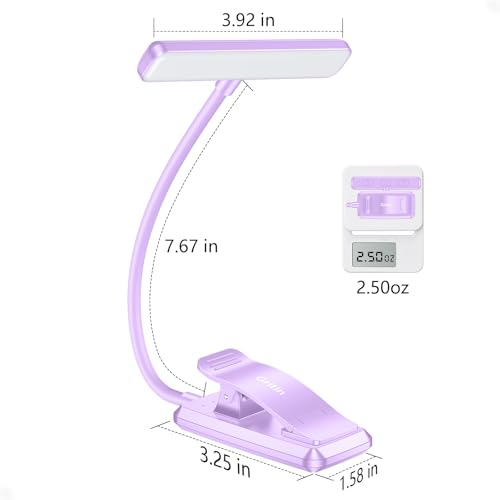 Gritin 19 LED Rechargeable Book Light for Reading in Bed - color: Purple