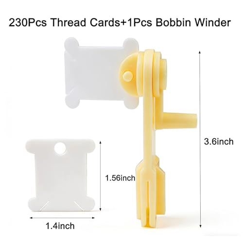 Luckkyme 230 Piece Plastic Floss Bobbins with Floss Winder for Craft DIY Embroidery Floss Organizer Cross-Stitch Thread Holder, White