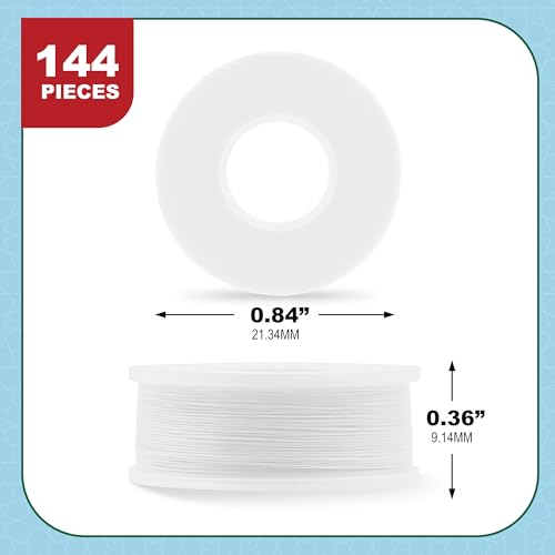 Mandala Crafts White Size L Prefilled Bobbin Thread, 144 PCs - color: White, size: Size L 144 X 142 Yards