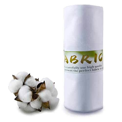 100% White Cotton Fabric for Sewing by 1 Yard, 59”Width Quilting Fabric Medium Weight 5.8 oz, Muslin Fabric by The Yard, Embroidery Cloth - color: White, size: 1yard