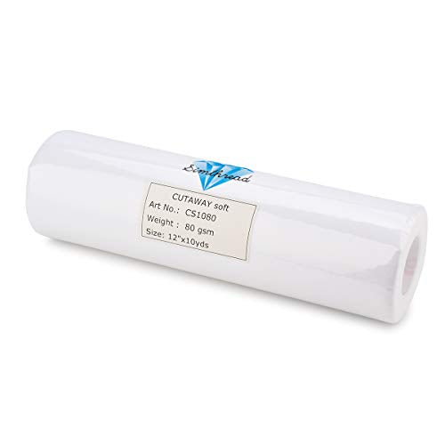 Cut Away Embroidery Stabilizer - Weight 2.8 Ounces 12" x 10 Yards/Roll - color: White, size: 12"x10Y Roll