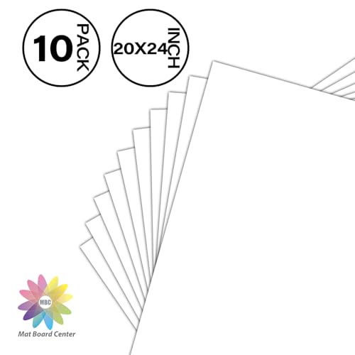 Mat Board Center 20x24 Backing Boards, 10 Pack White Backboards for Frames - size: 20x24