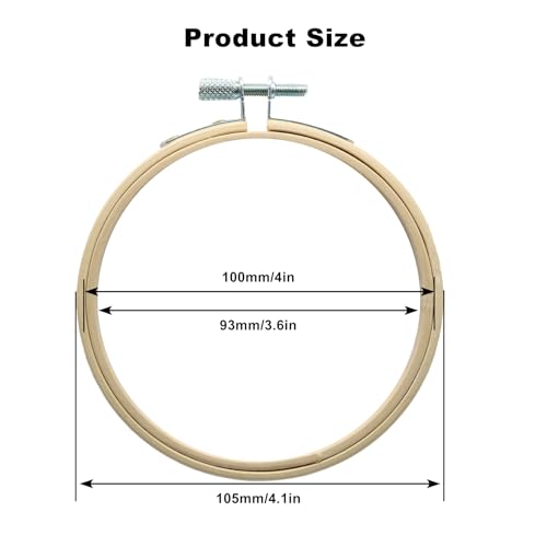 OSVJE 6 Pack Embroidery Hoop, 4 Inch, Small Bamboo Circle Cross Stitch - style: 4"