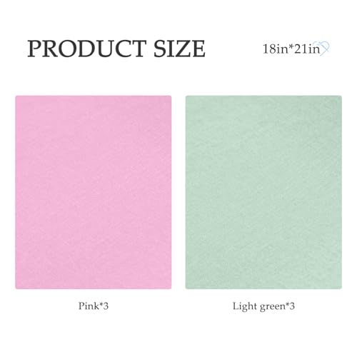6 Pcs 18 x 21 Inches Cotton Fabric Precut Quilting Fabric Bundles Solid Colors Quilt Material for DIY Craft Sewing Embroidery (Pink and Light Green) - color: Pink and Light Green