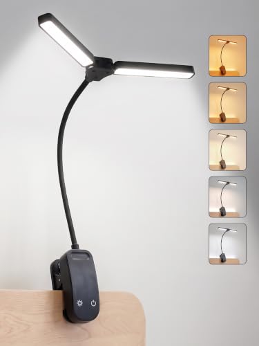 Clip on Light,100 LEDs+10 Brightness+5 Colors Foldable Music Stand Light