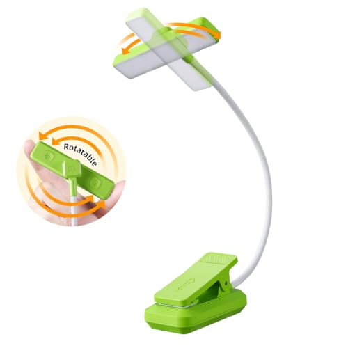 VAVOFO 24 LEDs Rotatable Book Light, Rechargeable Clip Reading Lamp - color: Neon Green