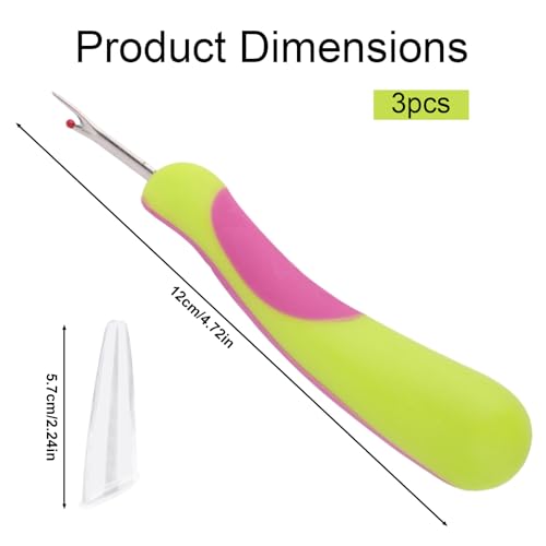 3pcs Seam Ripper, Green Thread Cutter Stitch Remover Tool with Protective Caps for Sewing Knitting Embroidery Quilting Cross Stitching Fabric Crafts Supplies - style: 3 green
