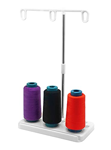 Thread Spool Holder Stand- 3 Spools Holder for Domestic (Home-Base) Embroidery and Sewing Machines - Four Colors for Choices - color: White